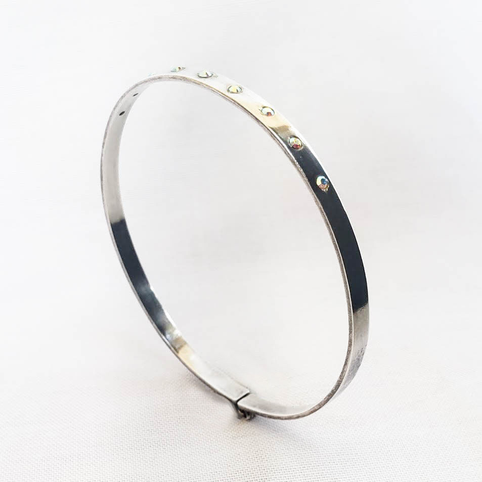 92.5 Sterling Silver Bangle with Authentic Swarovski Crystals