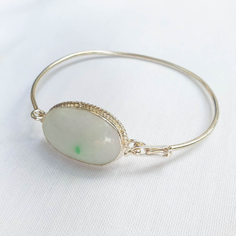 Authentic Jade & 92.5 Sterling Silver Bangle- Jade Wrist wear