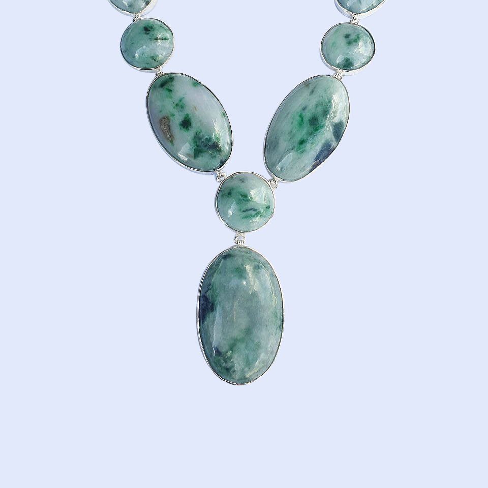 Authentic Jade & 92.5 Sterling Silver Necklace- Jade Set